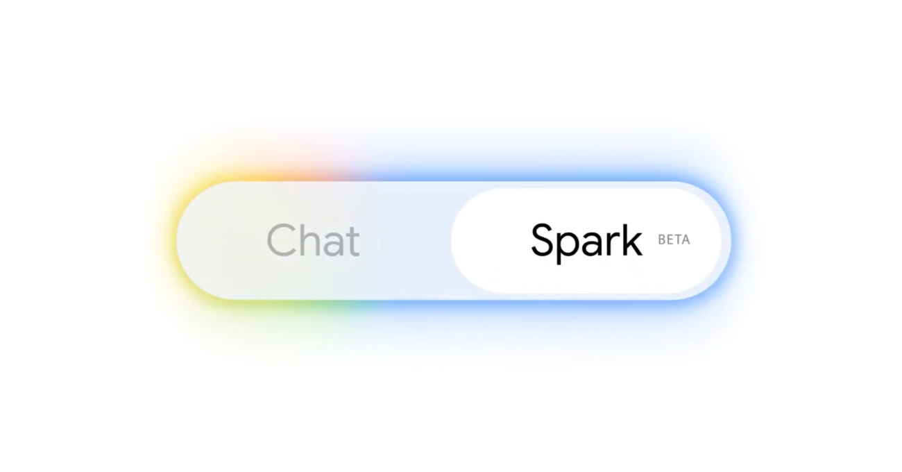 Gemini SparkのChat/Sparkの切り替えUI。Sparkはベータ表記で提供されている